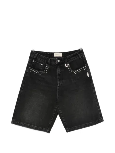 Reternity Stud-embellished Denim Shorts In Black