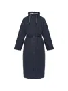 Rethinkit Studios Belted Hooded Coat In Blue