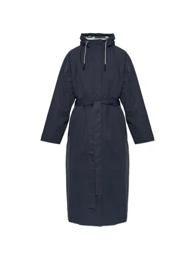 Rethinkit Studios Belted Hooded Coat In Blue