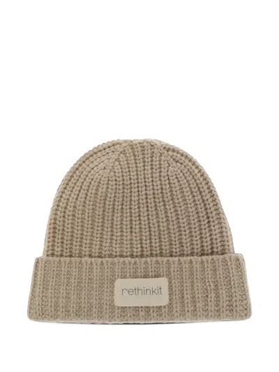 Rethinkit Studios Chamonix Logo-patch Ribbed-knit Beanie Hat In Brown