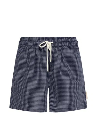 Rethinkit Studios Check-pattern Drawstring Shorts In Blue