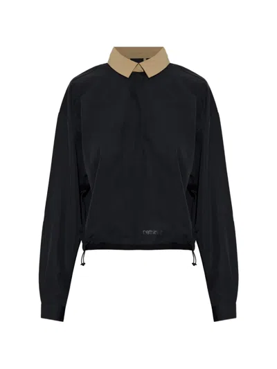 Rethinkit Studios Contrast-collar Drawstring T-shirt In Blue
