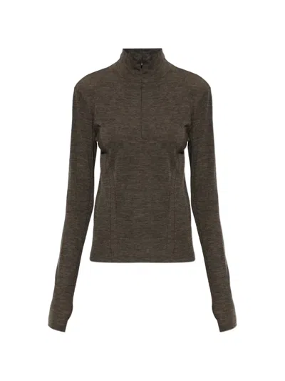 Rethinkit Studios Half-zip Turtleneck Top In Brown