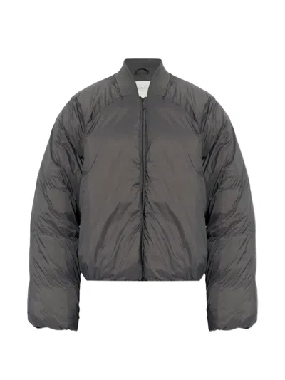 Rethinkit Studios Insulated Logo-print Bomber Jacket In Gray