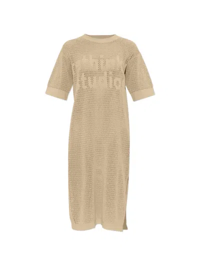 Rethinkit Studios Logo-detail Midi Dress In Yellow