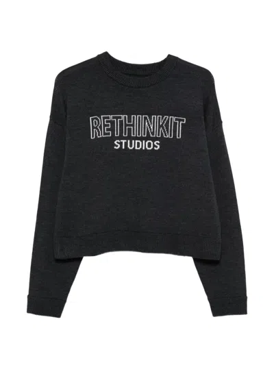 Rethinkit Studios Logo-intarsia Crew-neck Sweater In Black