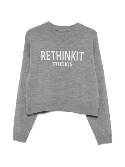 Rethinkit Studios Logo-intarsia Knitted Sweater In Gray