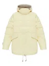 Rethinkit Studios Quilted Hooded Parka Coat In Neutral