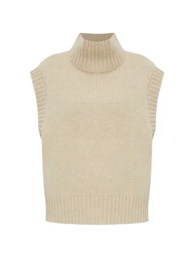 Rethinkit Studios Turtleneck Knit Vest In Neutral