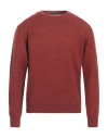 Retois Man Sweater Brick Red Size L Acrylic, Merino Wool, Alpaca Wool