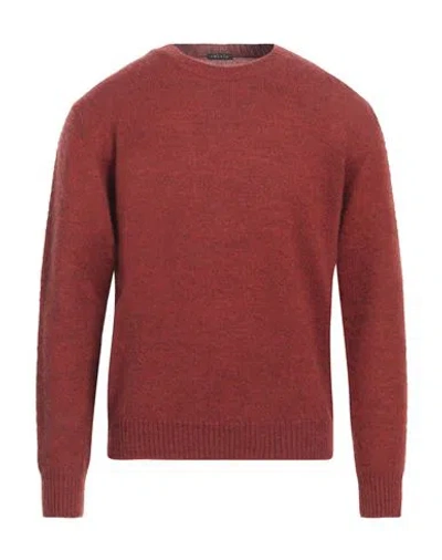 Retois Man Sweater Brick Red Size L Acrylic, Merino Wool, Alpaca Wool