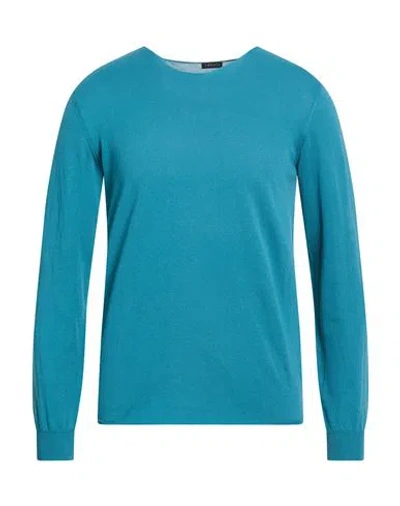 Retois Man Sweater Deep Teal Size L Cotton In Blue