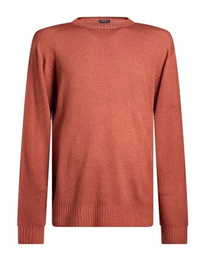 Retois Man Sweater Rust Size L Merino Wool In Red