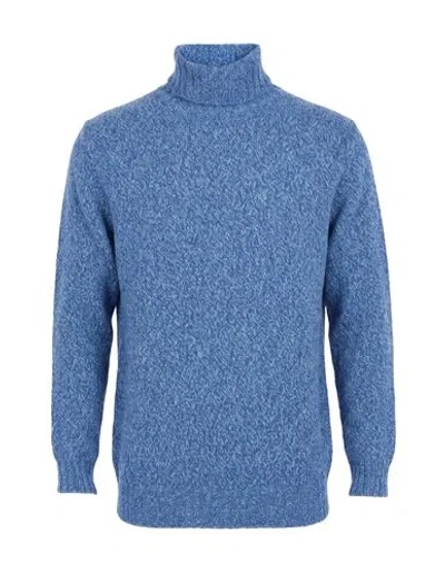 Retois Man Turtleneck Azure Size Xxl Merino Wool In Animal Print