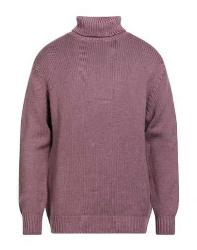Retois Man Turtleneck Mauve Size Xxl Merino Wool In Purple