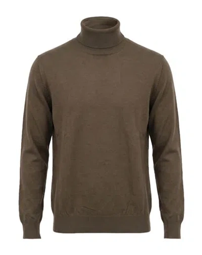 Retois Man Turtleneck Military Green Size L Cotton, Merino Wool In Brown