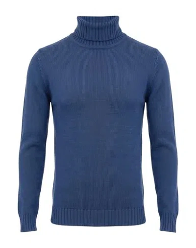 Retois Man Turtleneck Navy Size Xxl Cotton, Merino Wool In Blue