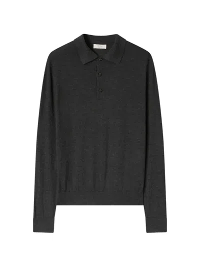 Retori Argyle-detail Long-sleeve Polo Shirt In Gray