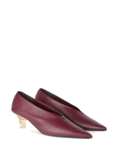 Retori Ballet Plex Leather Heeled Pumps In Burgundy