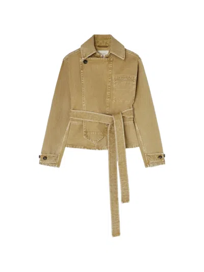 Retori Belted Denim Jacket In Brown