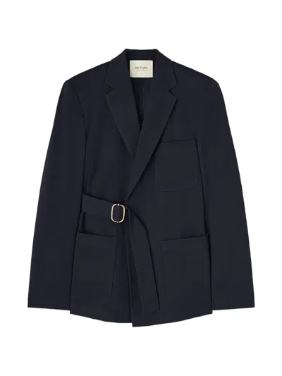 Retori Belted Denim-effect Jacket In Multi