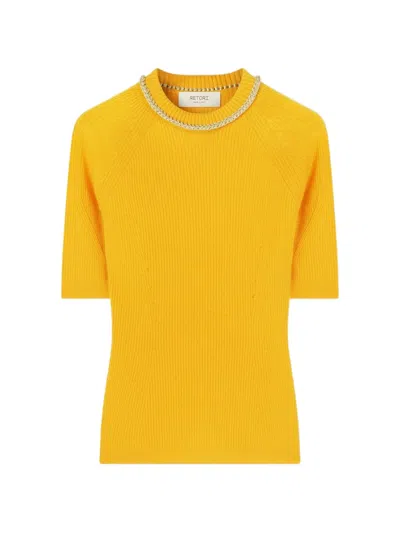 Retori Chain-detail Rib-knitted T-shirt In Orange