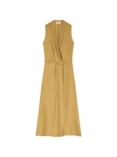 Retori Chain-detail Wrap Midi Dress In Brown