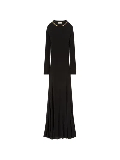 Retori Chain-embellished Knitted Maxi Dress In Black