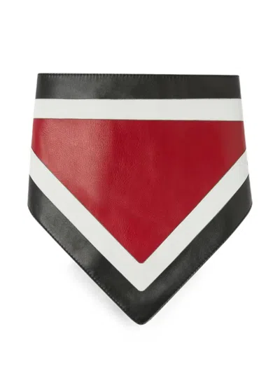 Retori Color-block Leather Bandana Scarf In Black