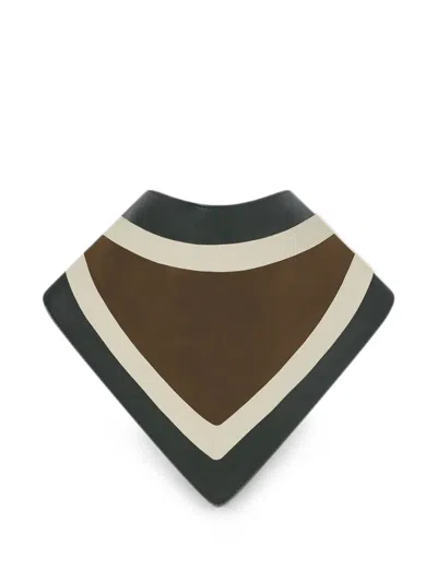 Retori Colour-block Leather Bandana Scarf In Brown