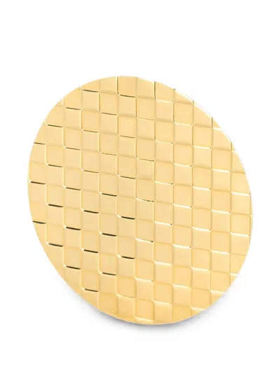 Retori Damier Round Brooch In Gold