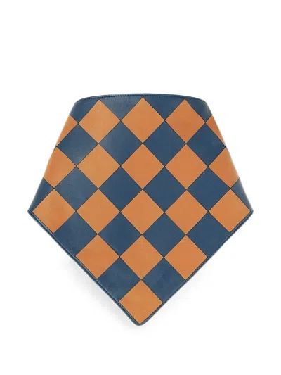 Retori Damier-pattern Lambskin Bandana In Blue