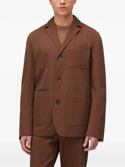 Retori Denim-effect Single-breasted Blazer In Brown
