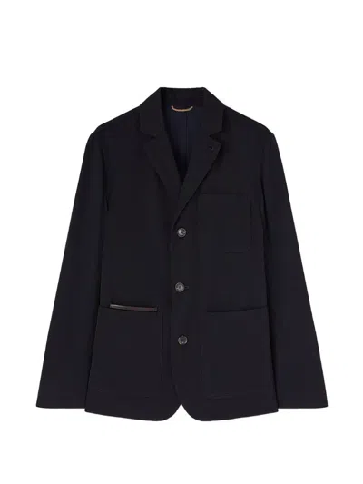 Retori Denim-effect Single-breasted Wool Blazer In Black