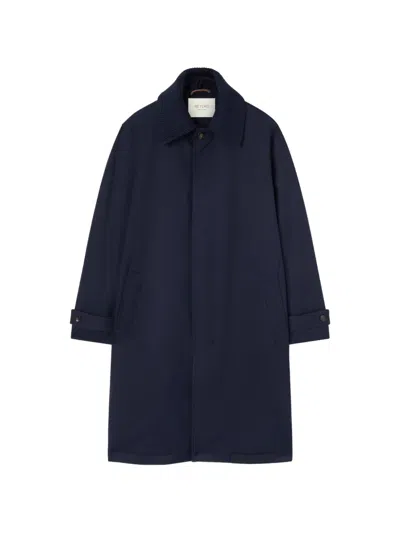 Retori Detachable-collar Wool-gabardine Coat In Blue