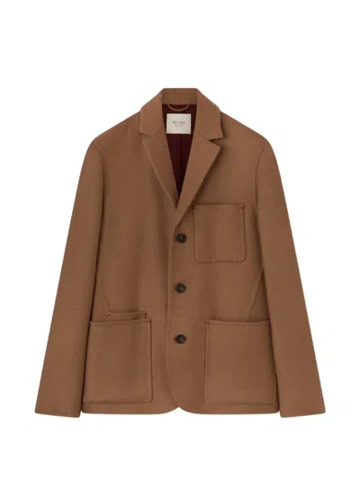 Retori Double Finishing Bicolor With Needle Pin Detail Blazer In Brown
