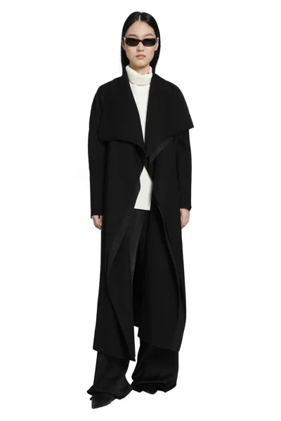 Retori Double Wool Shawl Collar Coat In Black