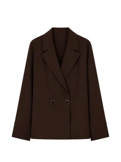 Retori Double-breasted Blazer In Brown