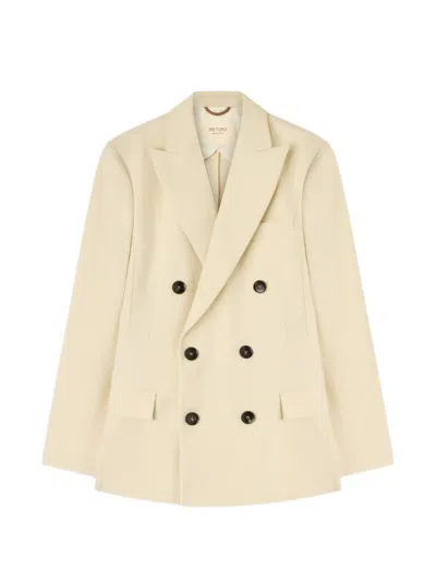 Retori Double-breasted Linen Blazer In Neutral