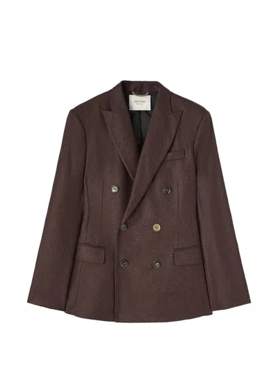 Retori Double-breasted Peak-lapel Blazer In Brown