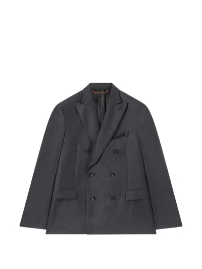 Retori Double-breasted Peak-lapel Blazer In Gray