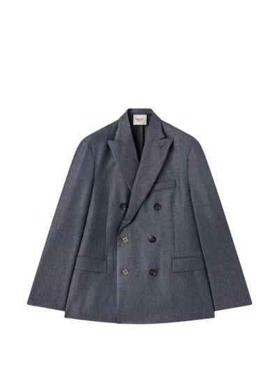 Retori Double-breasted Peak-lapel Wool Blazer In Blue