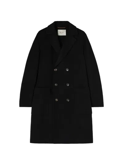 Retori Double-breasted Virgin-wool Coat In Black