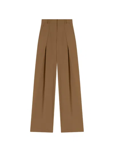 Retori Double-pleated Virgin-wool Trousers In Brown