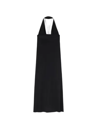 Retori Draped Bicolor Maxi Dress In Black