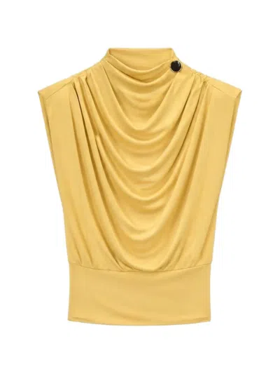 Retori Draped Button-detail Top In Yellow