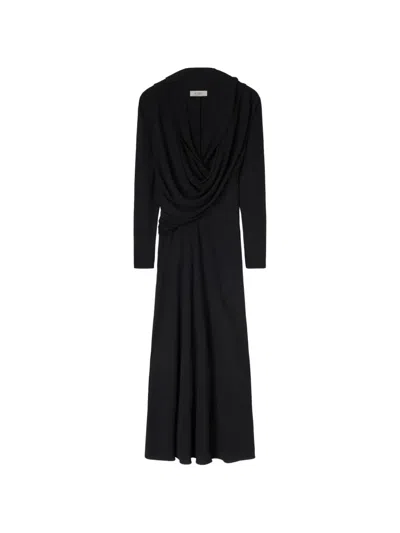 Retori Draped Hooded Maxi Dress In Black