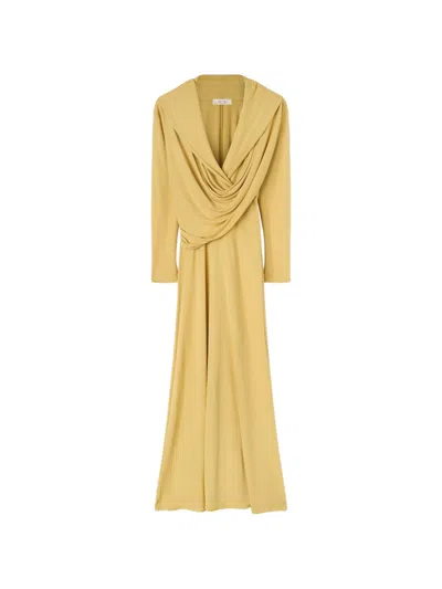 Retori Draped Hooded Maxi Dress In Yellow