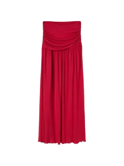 Retori Draped Jersey Maxi Skirt In Red