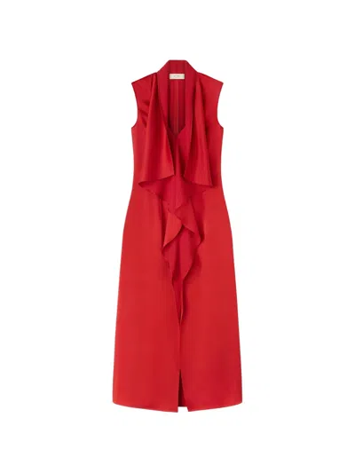 Retori Draped Midi Dress In Red